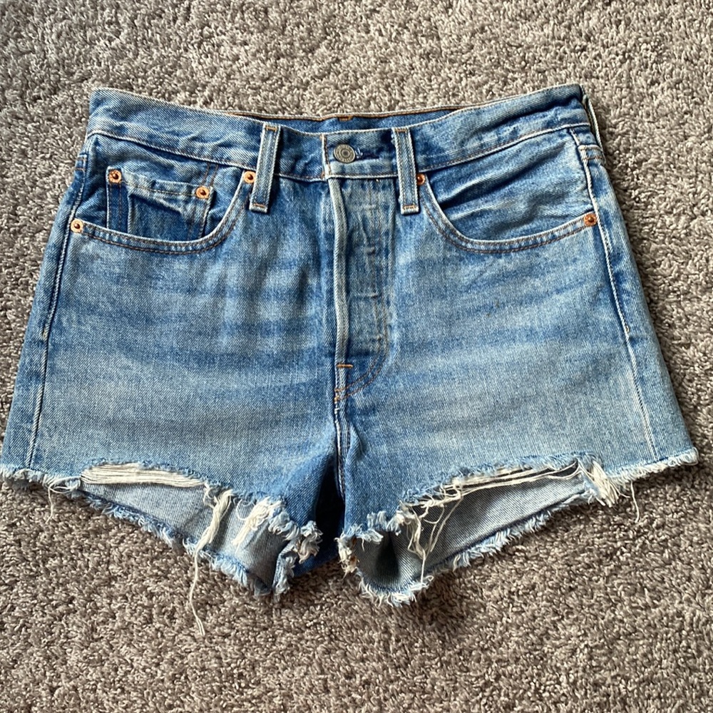 Levi’s 501 High Rise Cut Off Denim Shorts